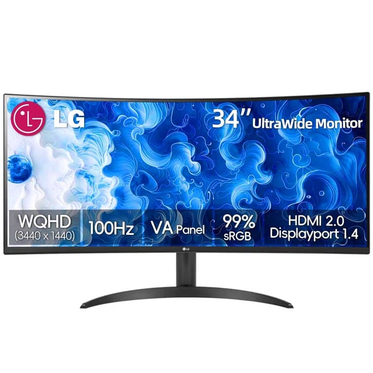 LG 34CB99-W 34-inch Curved WQHD USB-C Monitor with Speakers - Ex UK